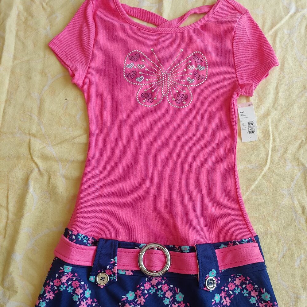 Girls jersey dress with butterfly size 12 NWT